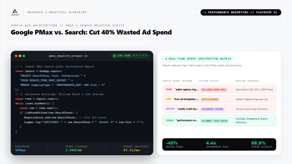 Google PMax vs. Search: The Negative Keyword Script That Saves 40% Wasted Spend